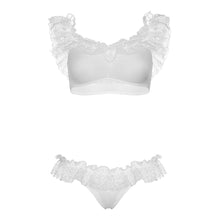 Load image into Gallery viewer, Leg Avenue Lace Ruffle Crop Top and Panty UK 8 to 14
