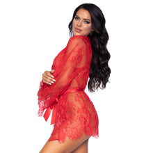 Load image into Gallery viewer, Leg Avenue Floral Lace Teddy and Robe Red
