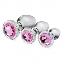 Load image into Gallery viewer, Pink Gem Glass Anal Plug Set
