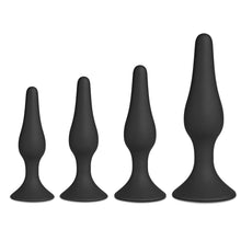 Load image into Gallery viewer, Set of Four Silicone Butt Plugs Black
