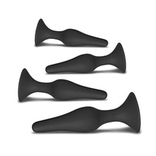 Load image into Gallery viewer, Set of Four Silicone Butt Plugs Black
