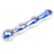 Load image into Gallery viewer, Blue Wavy Glass Dildo
