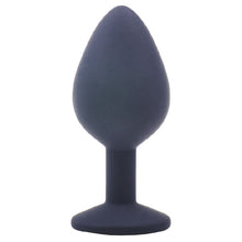 Load image into Gallery viewer, Medium Black Jewelled Silicone Butt Plug
