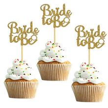 Load image into Gallery viewer, 10pcs Glitter Gold Silver Team Bride To Be Diamond Cake Topper Hen Bachelorette Party Cupcake Bridal Shower Wedding Cake Decor,Q
