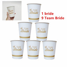 Load image into Gallery viewer, 10pcs Team Bride Paper Cups Wedding Decoration Party Bride To Be Hen Night Bachelorette Bridal Shower Party Decoration Favor-S
