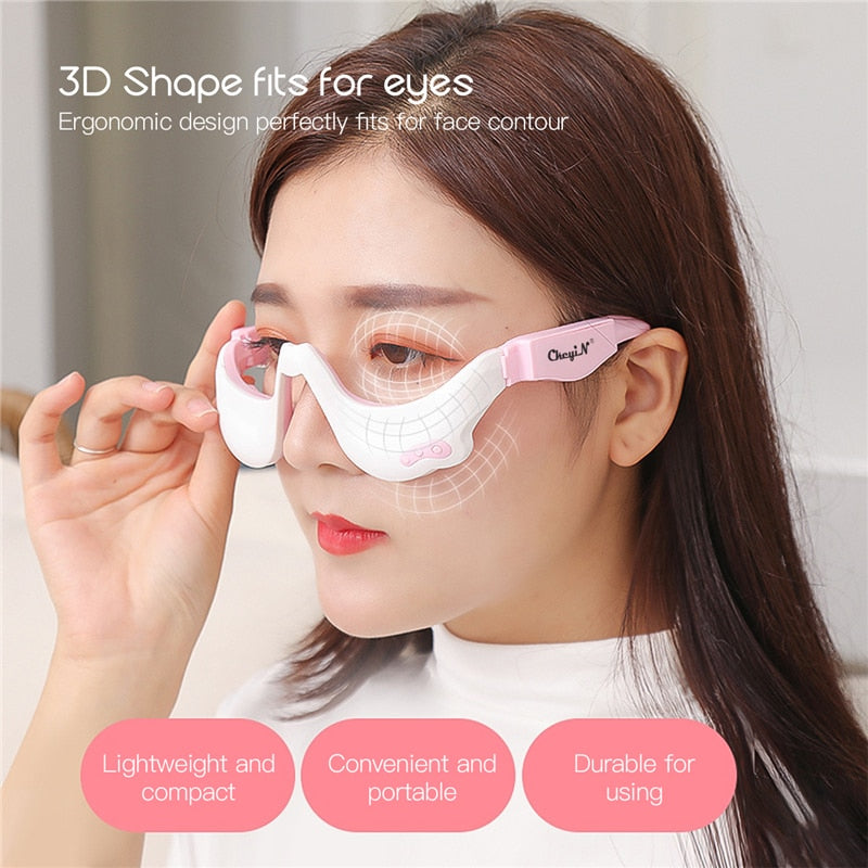3D EMS Micro-Current Pulse Eye Relax Massager Heating Therapy Acupressure Fatigue Relief Wrinkle Reduction Blood Circulation