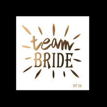 Load image into Gallery viewer, 10pc Bachelorette Party team Bride Bridesmaid tribe squad temporary tattoo Hen Night Golden Sticker bride to be wedding supplies
