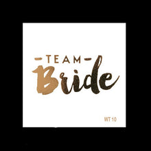 Load image into Gallery viewer, 10pc Bachelorette Party team Bride Bridesmaid tribe squad temporary tattoo Hen Night Golden Sticker bride to be wedding supplies
