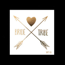 Load image into Gallery viewer, 10pc Bachelorette Party team Bride Bridesmaid tribe squad temporary tattoo Hen Night Golden Sticker bride to be wedding supplies
