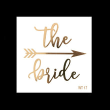 Load image into Gallery viewer, 10pc Bachelorette Party team Bride Bridesmaid tribe squad temporary tattoo Hen Night Golden Sticker bride to be wedding supplies
