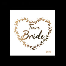 Load image into Gallery viewer, 10pc Bachelorette Party team Bride Bridesmaid tribe squad temporary tattoo Hen Night Golden Sticker bride to be wedding supplies
