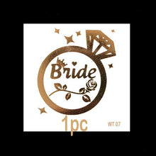 Load image into Gallery viewer, 10pc Bachelorette Party team Bride Bridesmaid tribe squad temporary tattoo Hen Night Golden Sticker bride to be wedding supplies
