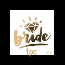 Load image into Gallery viewer, 10pc Bachelorette Party team Bride Bridesmaid tribe squad temporary tattoo Hen Night Golden Sticker bride to be wedding supplies
